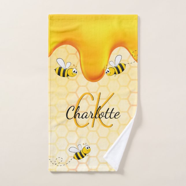 Abejas de burbujas panes de miel monograma de gote (Toalla de mano)