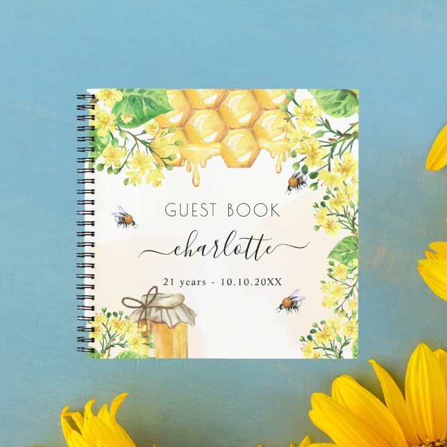 Abejas de cumpleaños libro invitado flores amarill (Subido por el creador)