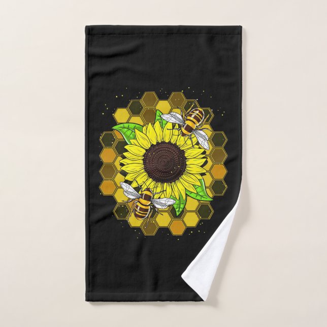 Abejas de girasol hippie (Toalla de mano)