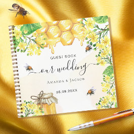 Abejas de libro invitado boda de flores amarillas