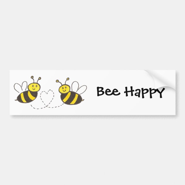 Abejas de miel con pegatina de parachoques feliz (Frente)