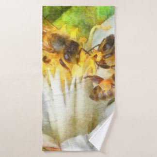 Abejas De Miel En El Arte De La Acuarela De Flor D