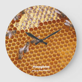 Abejas de miel en la colmena reloj grande
