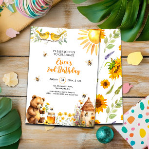 Abejas de miel Teddy Oso Invitación al segundo cum