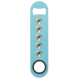 Abejas en el abridor de botellas de acero inoxidab