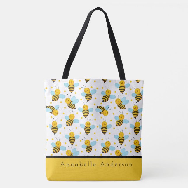 Abejas felices personalizan la bolsa de tote (Anverso)