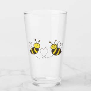 Abejas Melíferas con Corazón Ilustración Adorable