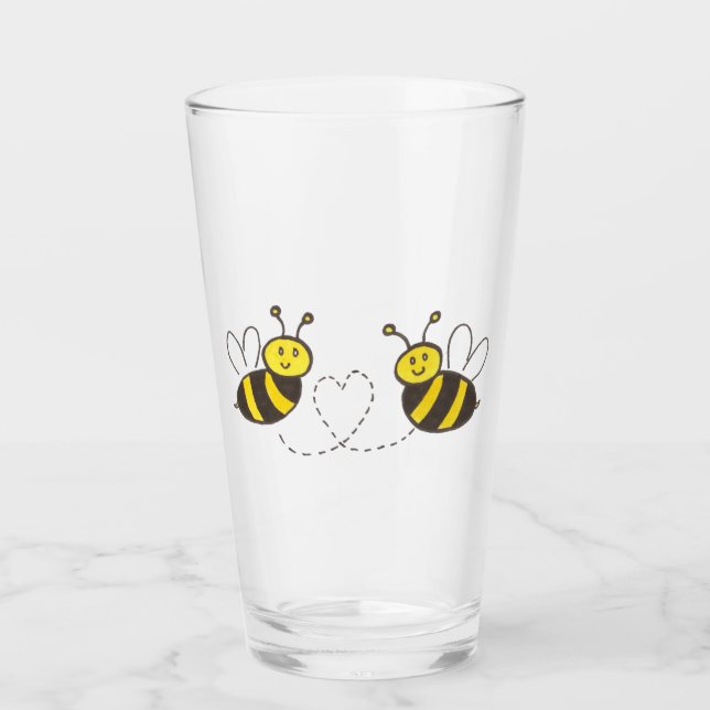 Abejas Melíferas con Corazón Ilustración Adorable (Anverso)