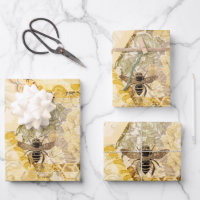 Abejas ocupadas envolviendo papel de hoja plana de