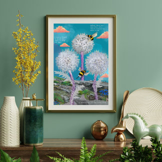 Abejas Soñadoras y Dandeliones Arte Botánico de Me