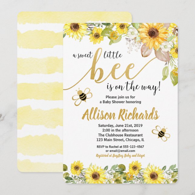 Abejorro del amarillo del chica de la invitación (Anverso / Reverso)