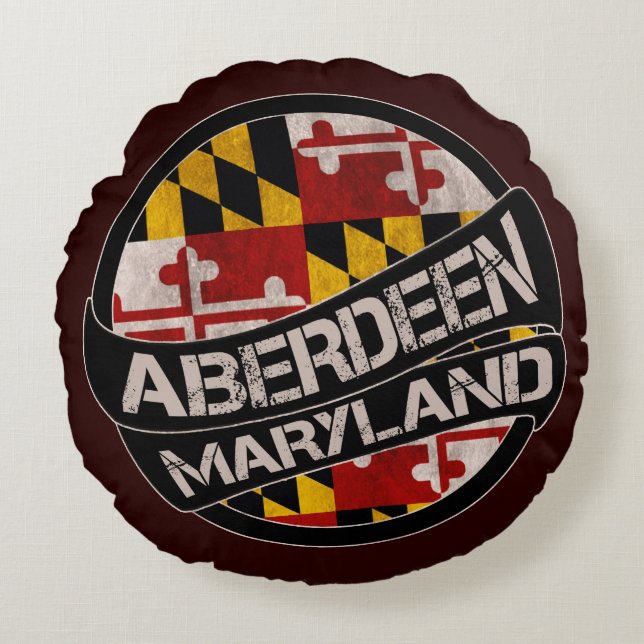 Aberdeen Maryland bandera grunge almohada redonda (Anverso)
