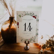 Abeto & Encaje | Tarjeta de número de mesa floral 