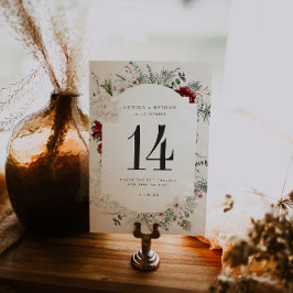 Abeto & Encaje | Tarjeta de número de mesa floral 