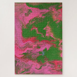Abigail 2 Rompecabezas abstracto rosa verde loco