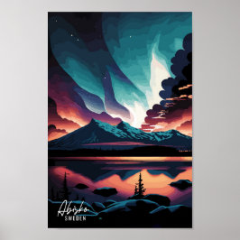 Abisko Suecia Ilustracion de Viajes de Arte Vintag