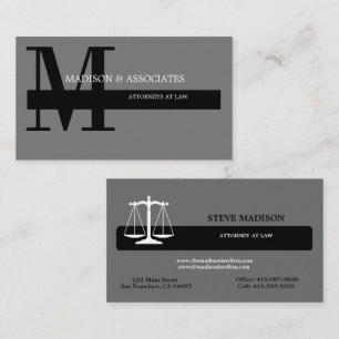 Abogado de la ley: tarjetas de negocios en negro y