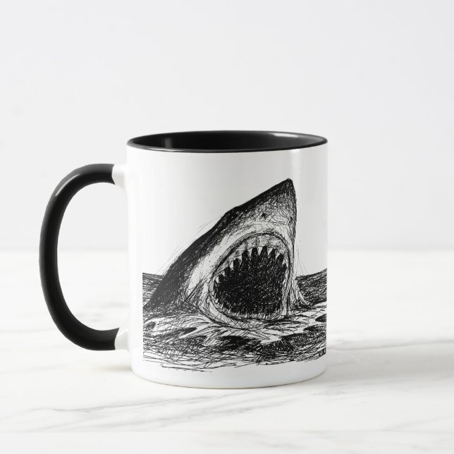 ABRA la gran taza del diseñador del tiburón blanco (Izquierda)