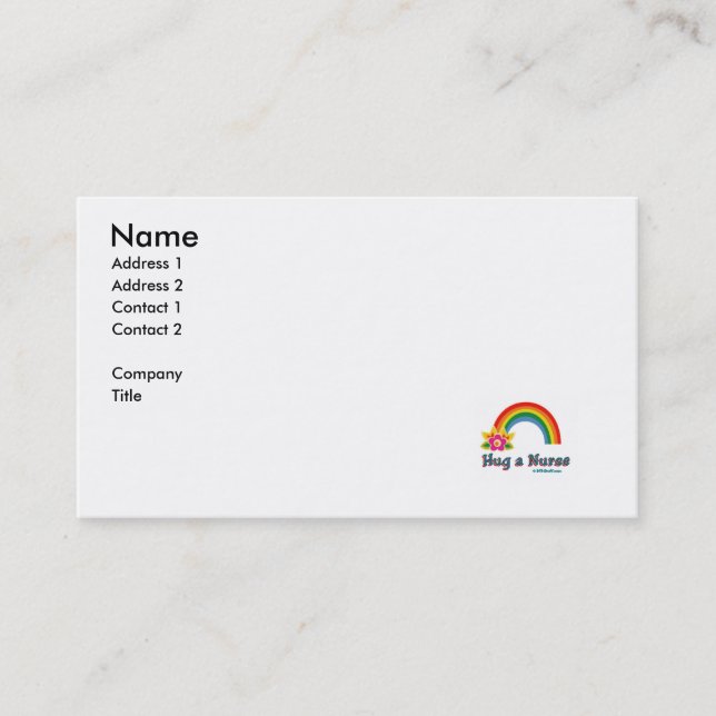 Abrace una tarjeta de visita de la enfermera (Anverso)