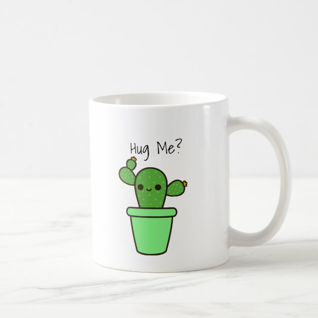 Abráceme diseño verde de la taza del cactus (Derecha)