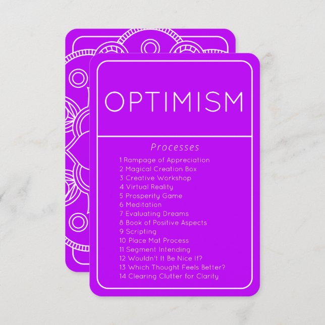 Abraham Hicks Optimismo Ley de Tarjeta de Atracció (Anverso / Reverso)
