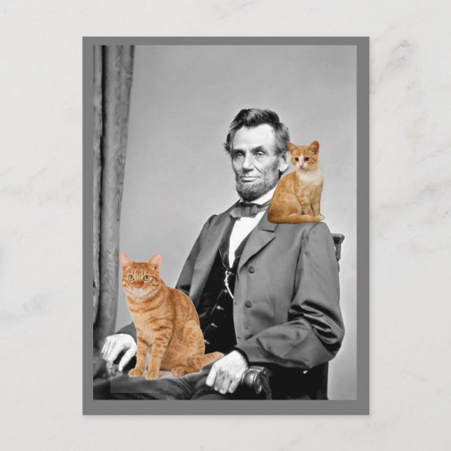 Abraham Lincoln con gatos Postales (Anverso)
