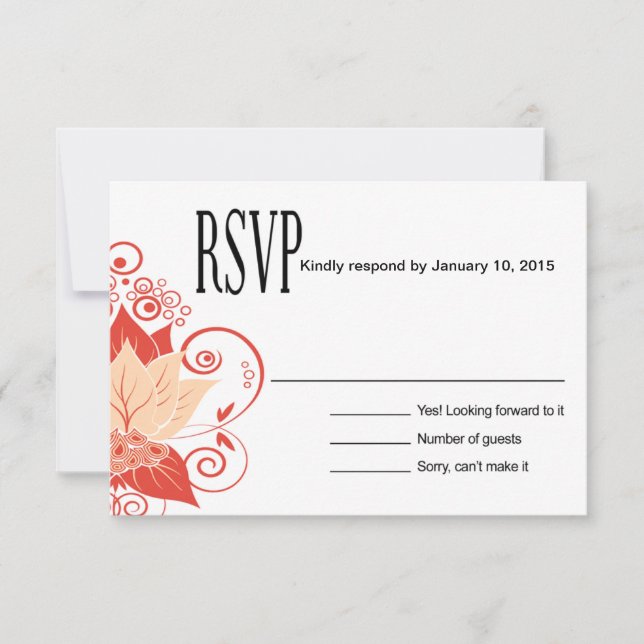 Abraxas Abstract Floral RSVP | coral de durazno (Anverso)