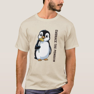 Abraza la camiseta divertida del meme del pingüino