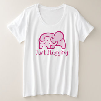 Abrazando elefante abrazando camiseta rosa de mate