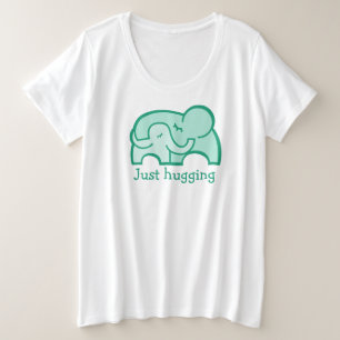 Abrazando elefante abrazando camiseta verde de mat