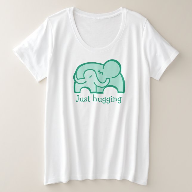 Abrazando elefante abrazando camiseta verde de mat (Anverso del diseño)