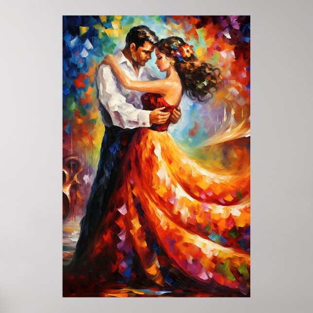 Abrazo apasionado arte de pareja romántica (Frente)