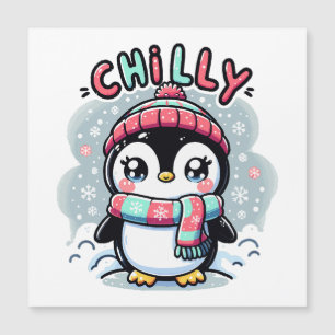 Abrazo de bufanda nevada de pingüino helado