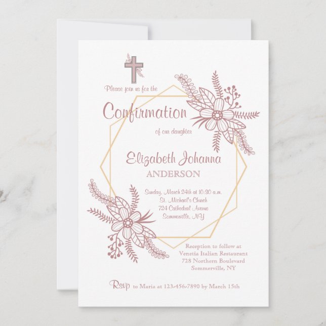 Abrazo floral Invitación religiosa (Anverso)