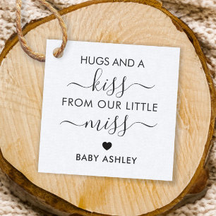 Abrazos de Baby Shower y una etiqueta de beso, niñ