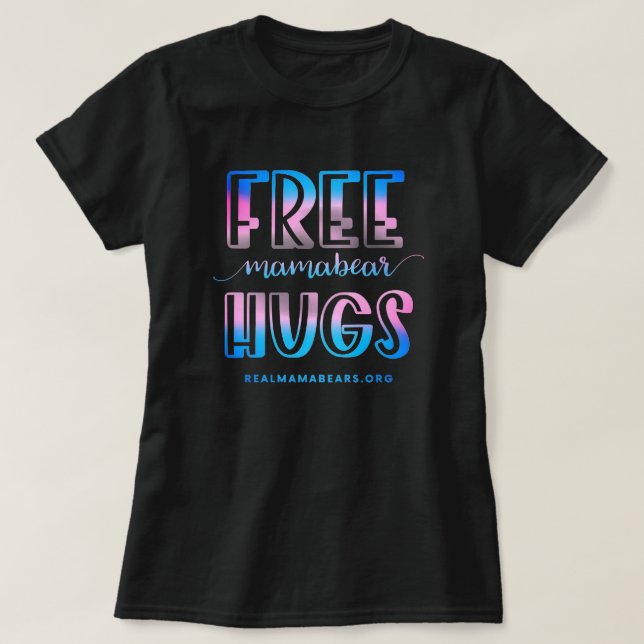 Abrazos gratis de camiseta rosa y azul (Diseño del anverso)