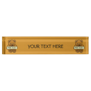 Abrazos libres Teddy placa de nombre personalizada