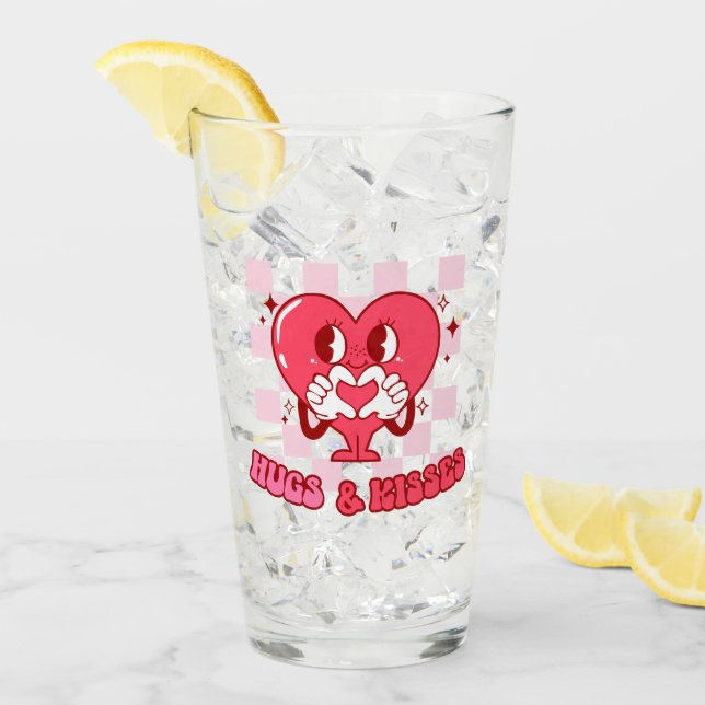 "Abrazos y besos" | Corazón rosa dulce y amoroso (Anverso (hielo))