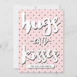 Abrazos y besos | Tarjeta fotográfica El día de Sa<br><div class="desc">El día de San Valentín de personalizable con patrones de puntos de polka rosados y negros y tipografía moderna.</div>