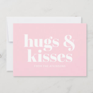 Abrazos y besos tipografía en negrita rosa blanca
