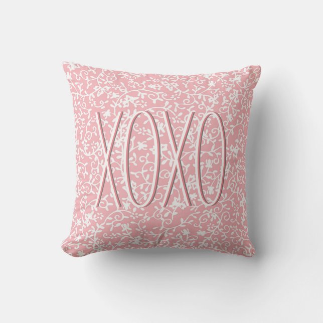 Abrazos y Besos XOXO Almohada de Felpa Rosa (Anverso)