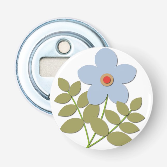 Abrebotellas С una flor azul simple (Anverso)