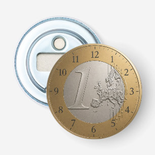 Abrebotellas 1 Euro Coin Golden Metallic European Map Art