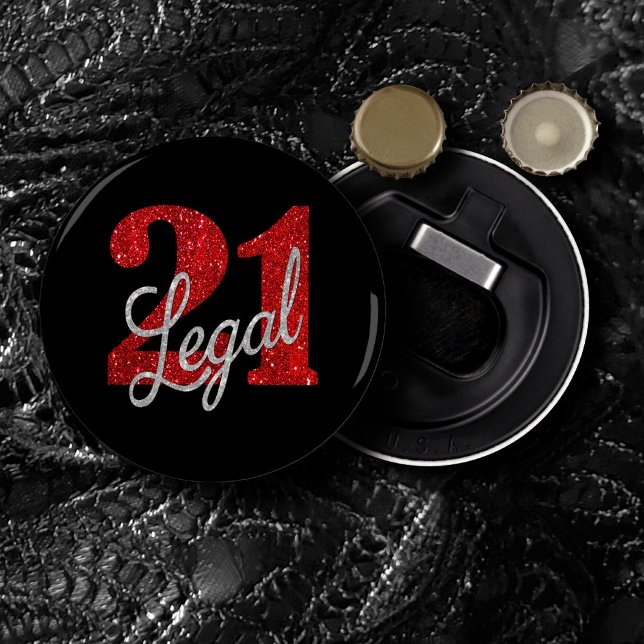 Abrebotellas 21 y legal | Red Faux Purpurina 21º cumpleaños (Subido por el creador)