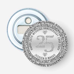 Abrebotellas 25.º aniversario de bodas: plata y diamantes