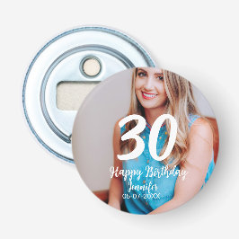 Abrebotellas 30.º cumpleaños añadir nombre fecha año foto blanc