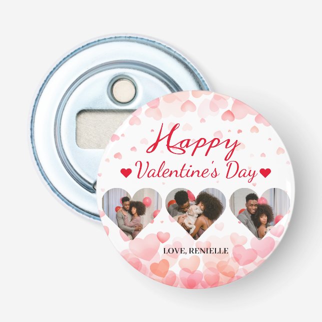 Abrebotellas 3 día de San Valentín de collage fotográfico (Anverso)