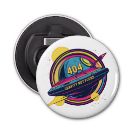Abrebotellas 404 Gravity Not Found - Arte pop del espacio retro