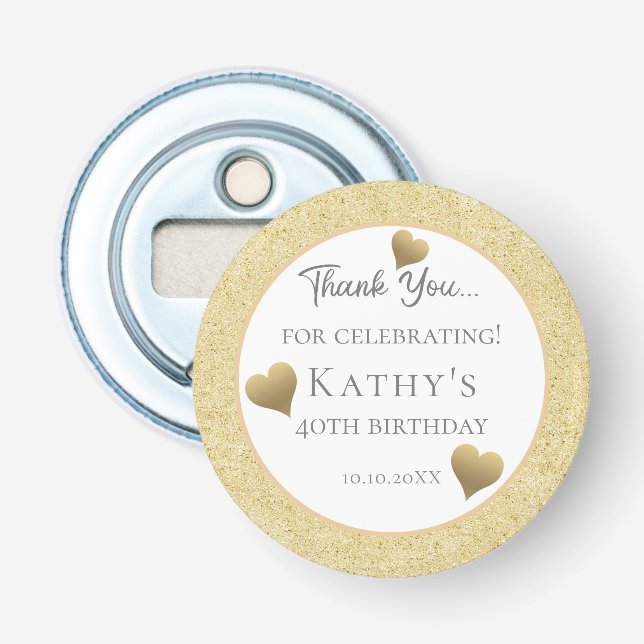 Abrebotellas 40.ª fiesta de cumpleaños favorece a los corazones (Anverso)