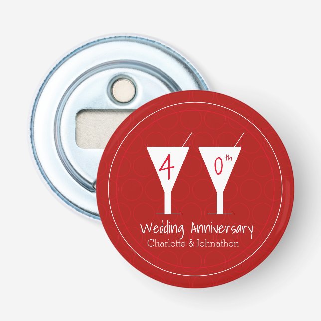 Abrebotellas 40.º cóctel de Ruby Boda Aniversario (Anverso)